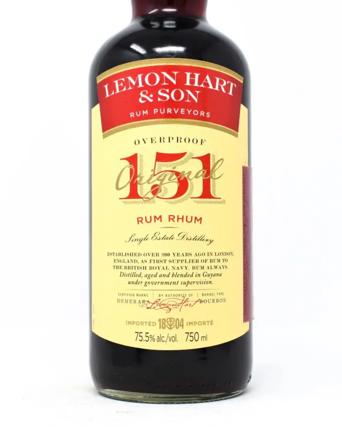 Lemon Hart 151, Overproof Rum, 750ml