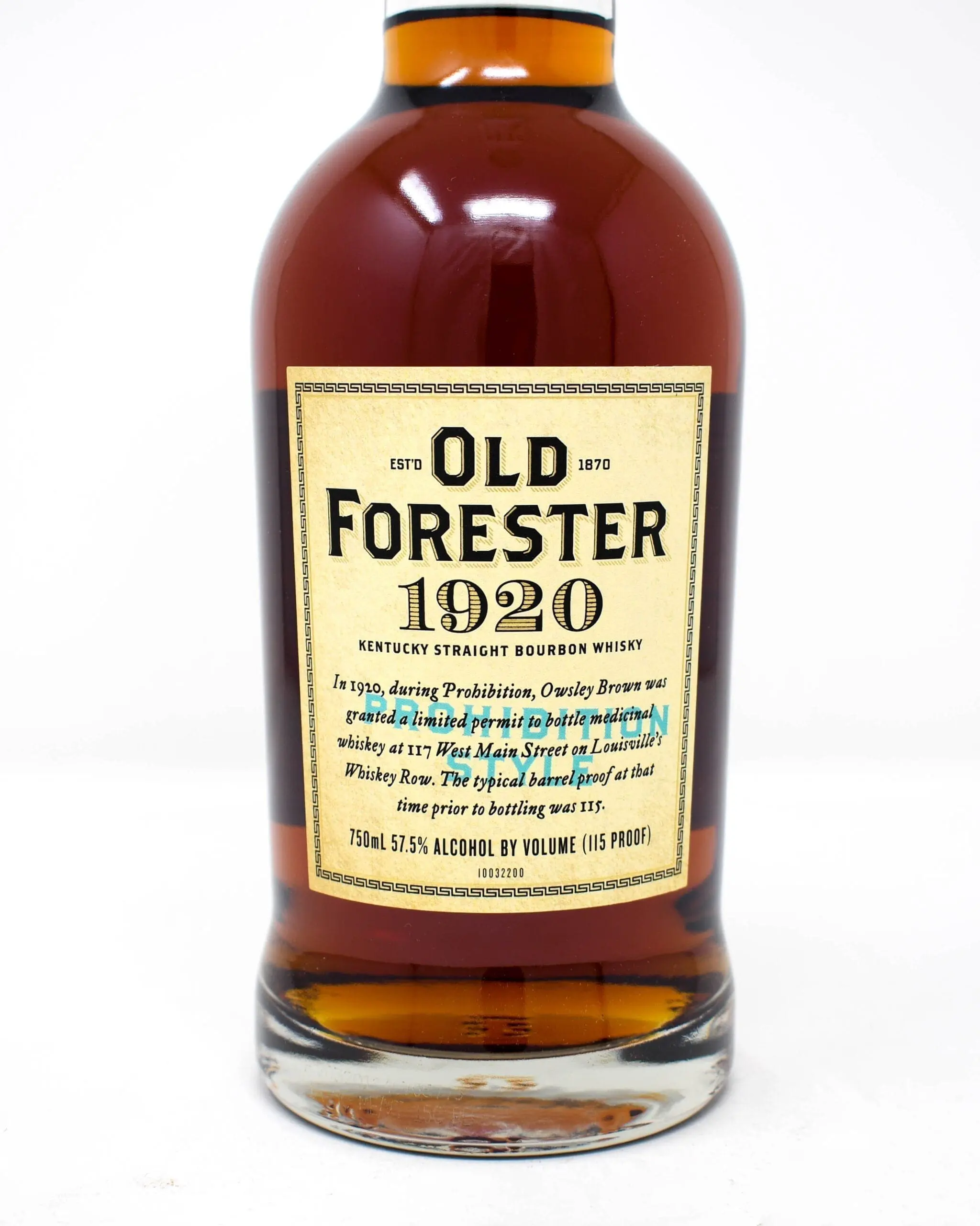 Old Forester, 1920 Prohibition Style, Kentucky Straight Bourbon Whiskey, 750ml