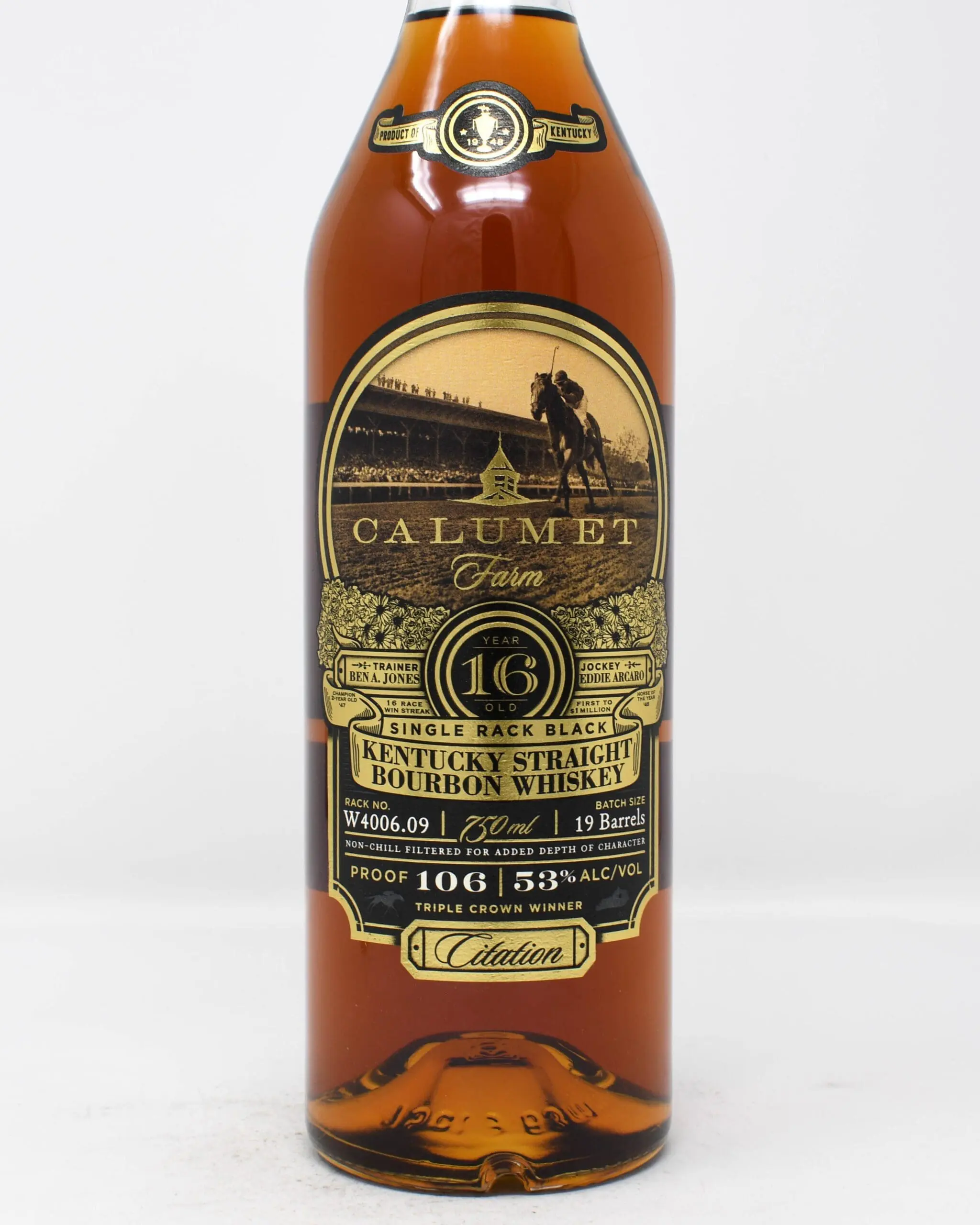Calumet Farm, 16 Year Year Old, Single Rack Black, Kentucky Straight Bourbon Whiskey, 750ml