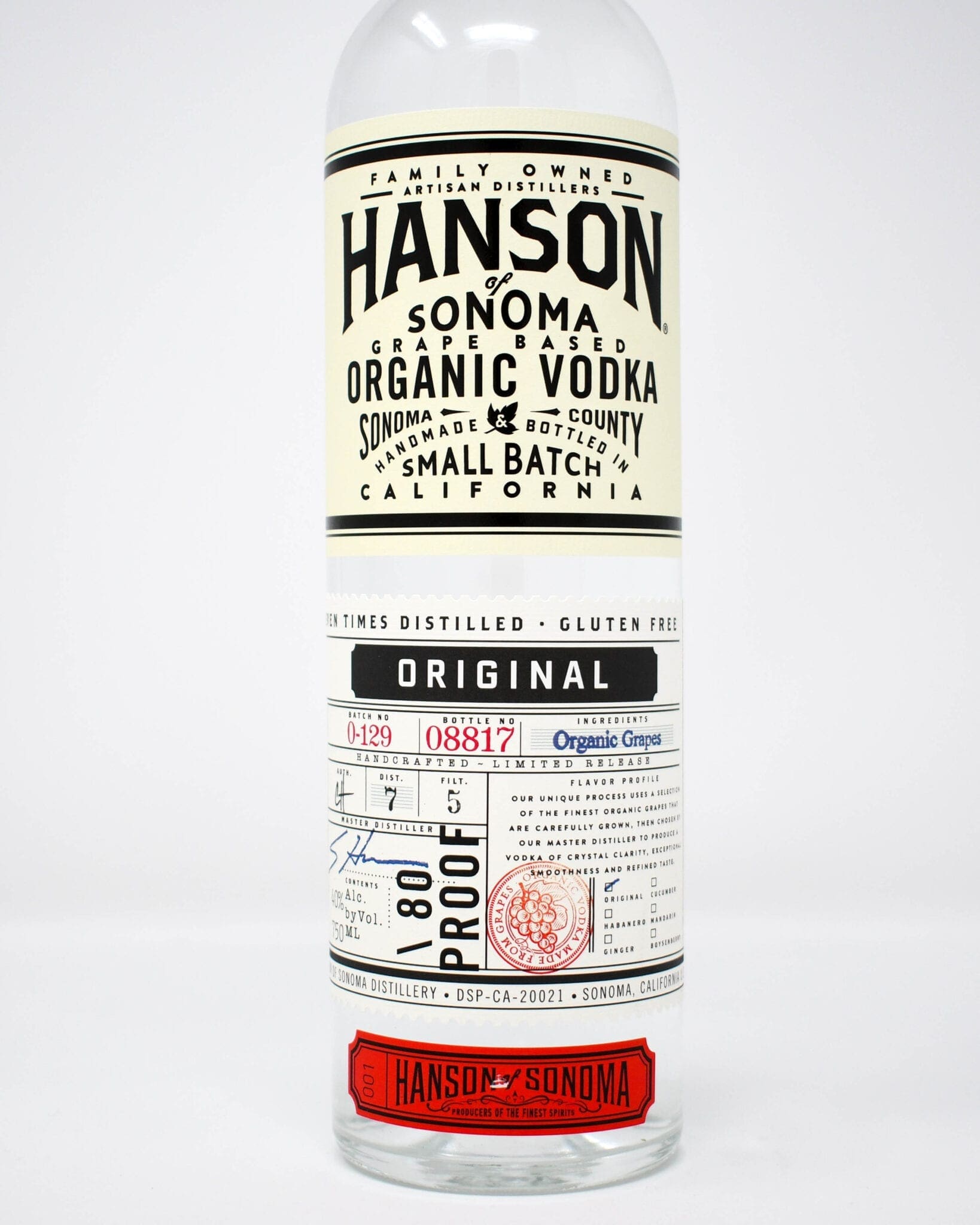 Hanson of Sonoma Distillery, Organic Vodka, 750ml Princeville Wine Market