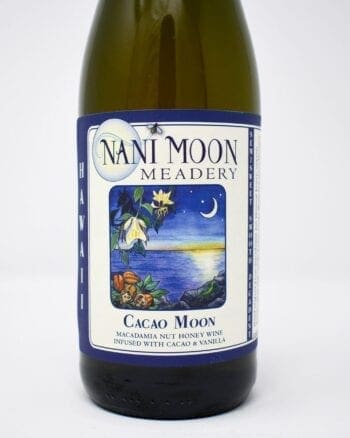 Nani Moon Mead, Cacao Moon, Macadamia Nut Honey Wine infused with cacao & vanilla. A local product made in Kauai Hawaii.
