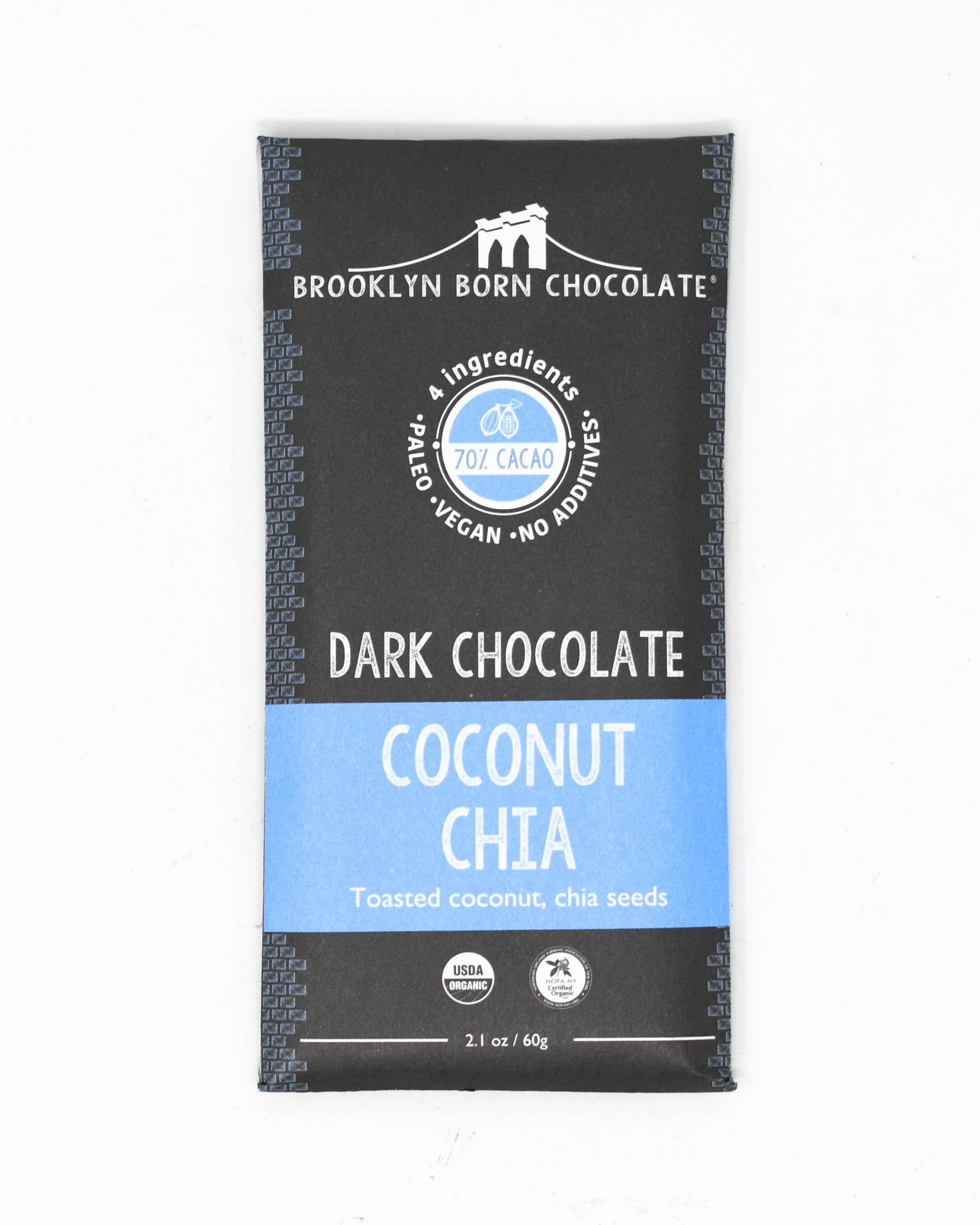 Brooklyn Born Chocolate - Organic 75% Dark Chocolate Bar, 2.1 oz (Case of 12) - Paleo Kosher Treat main image 0