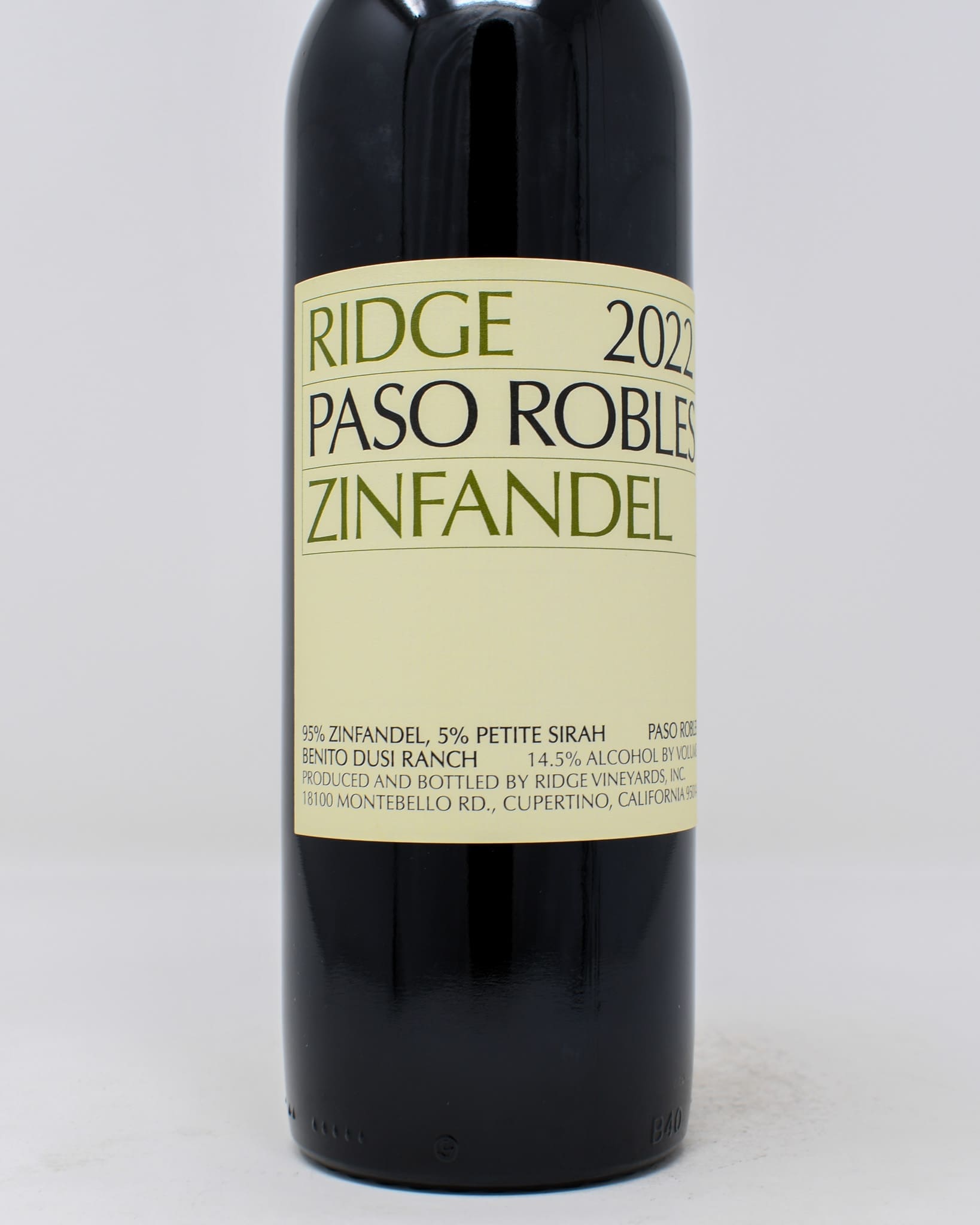 Ridge, Benito Dusi Ranch, Zinfandel, Paso Robles, California 2022 -